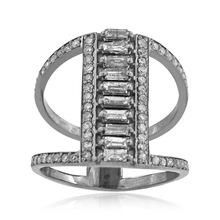 Baguette Diamonds Silver Ring