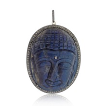 Buddha Labradorite Pave Silver Charm Pendant