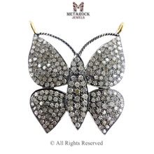 Butterfly Charm Silver Pave Diamond Pendant, Occasion : Party