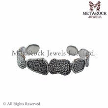 Diamonds Handmade Openable Cuff Bracelet, Gender : Women's