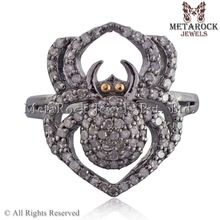 Diamonds Spider Shaped Silver Ring