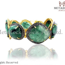 Emerald bracelet pave diamond gemstone