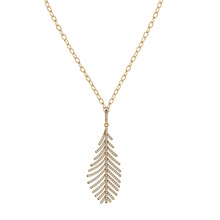 Gold Pave Diamond Feather Pendant