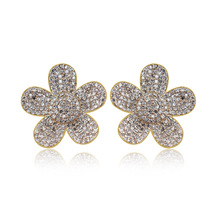 pave Diamond Floral Stud Earrings