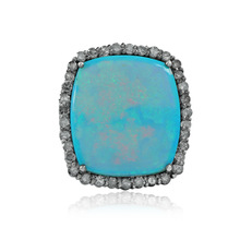 Pave Diamond Opal Gemstone Silver Ring, Gender : Women's