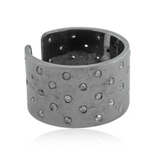 Pave Diamond Silver Open Ring