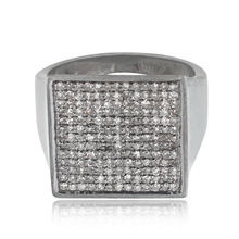 Pave Diamond Silver Wedding Ring