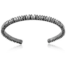 Silver Baguette Diamond Bangle Bracelet