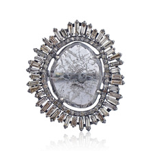 Silver Baguette Diamond Slice Ring