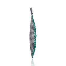 Silver Emerald Pave Diamond Pendant
