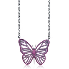 Silver Pave Ruby Butterfly Fauna Pendant