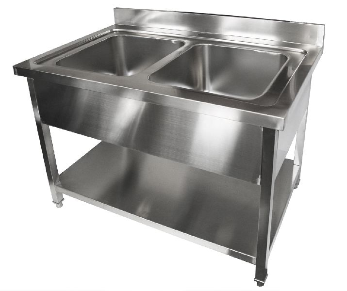 Sqaure Stainless Steel Double Bowl Sink, Color : Grey