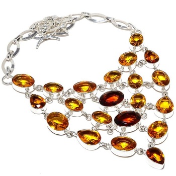 Hessonite Garnet Silver Jewelry Necklace