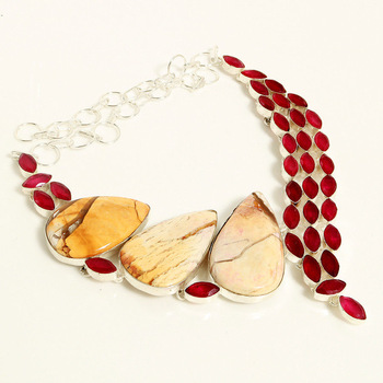 Ruby Gemstone Silver Jewelry Necklace