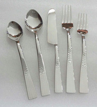 Aluminum polished hammered cutlery set
