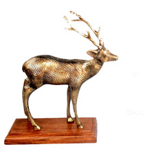 BRASS ANTIQUE STANDING REINDEER STATUE