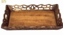 Antique Carved Wood Tray, Size : 46 x 30 cm