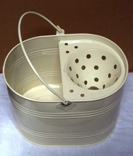 Metal Mop Bucket with Wringer, Color : Cream