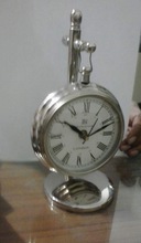 Silver plated table clock with stand