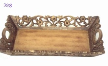 Wooden decortive tray with handle
