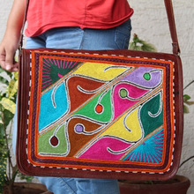 Aryan Exports Printed Leather Embroidery Messenger Bag, Size : 10x10x6, 14x14x8, 18x18x10x, 22x22x12