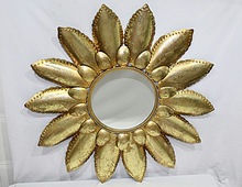 Decorative Gold Finish Petal Metal Mirror Frame