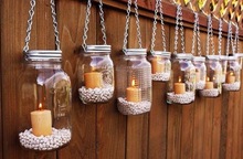 T.C Glass Hanging Mason Jar Lantern, for Home Decoration