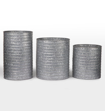 Natural Finished Metal Galvanized Cylinder Planters