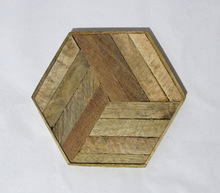 Wooden Material Hexagon Shape Coaster.