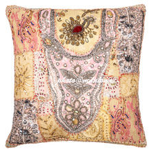 Decorative Sari Throw Pillow Cover, for Car, Chair, Seat, Outdoor, Indoor, Gift, Sofa, Living room