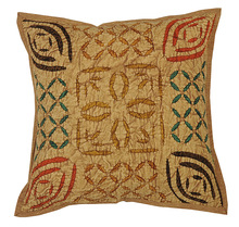 Maniona Cut Work 100% Cotton Home Decorative Cushion Cover, Size : 16x16 Inches (40 X 40 Cm)