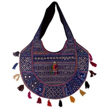 Cotton Fabric Jaipur Designer Embroidery Handbag, Size : H-18, W-20