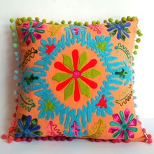 100% Cotton Vintage Suzani Cushion Cover, for Car, Chair, Decorative, Seat, Outdoor, Indoor, Gift