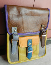 Multi color leather messenger bag for laptop