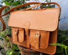 Pure leather messenger bag/real leather satchel bags for laptop