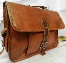 Genuine Leather Satchel Messenger Bag, Size : Inches