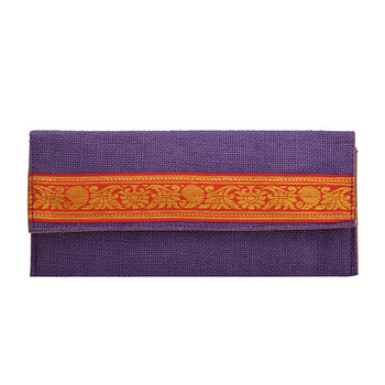 Embroidered Jute Clutch Bag