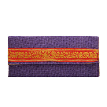 Sanskriti India Embroidered Jute Clutch Bag