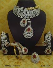 American diamond jewelry set, Style : Bollywood Style Necklace