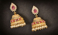 Brass American Diamond Jhumki Earring