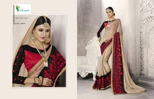 Bridal wear latest designs gerogette sarees with embroided lace border
