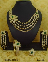 Dubai Gold plated american diamond necklace