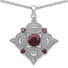 Dyed Ruby and  Rhodolite Sterling Silver Pendant