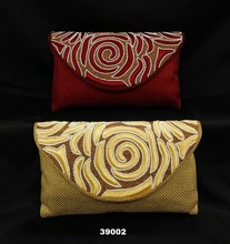 Embroided evening clutch bag, Color : Golden