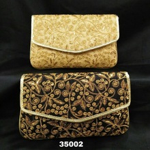 Ethnic traditional evening clutch bag, Color : Golden