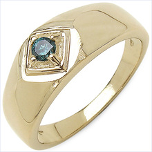Genuine Blue Diamond Sterling Silver Gold Plated Ring