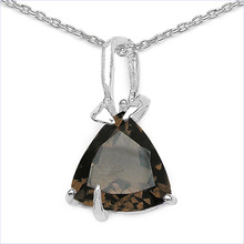 Genuine Smoky Topaz Silver Pendant