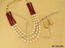 Kundan red colored light weight neckalce set