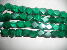 Malachite cube shaped faceted green loose beads
