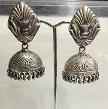 SGE Genuine 925 Silver oxidised Indian earrings jhumkis